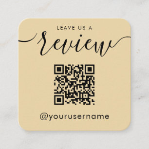Leave Us A Review QR Code Groovy Instagram Hashtag Square Business Card