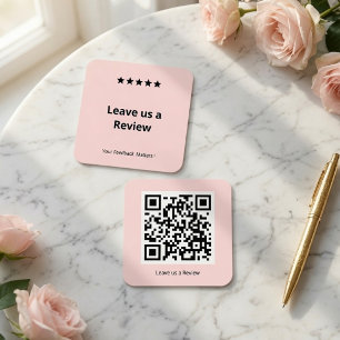 Leave Us a Review QR Code Personalised Square Business Card