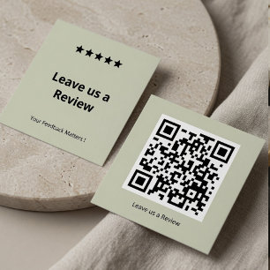 Leave Us a Review QR Code Personalised  Square Business Card
