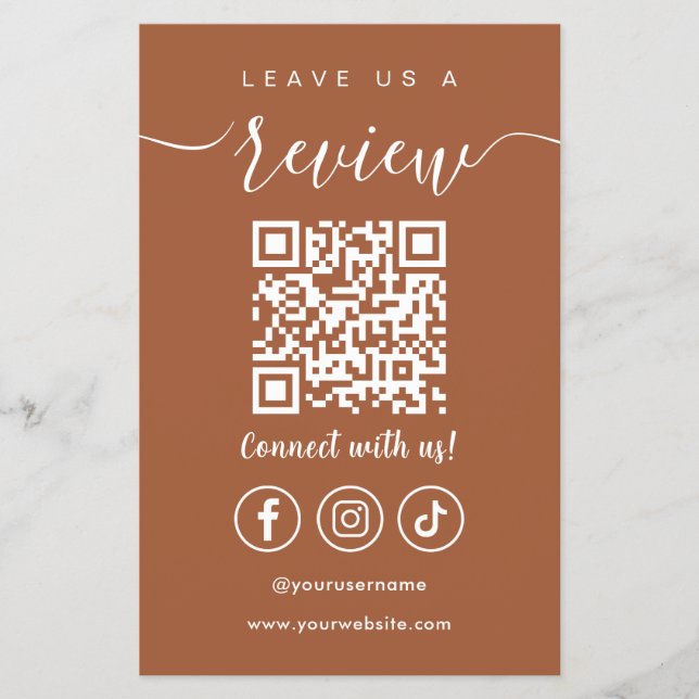 Leave Us A Review Qr Code Social Media Logo Flyer (Front)
