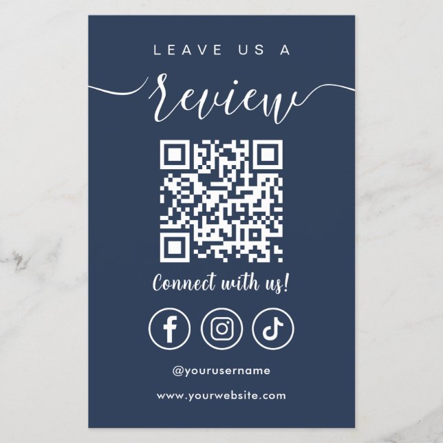 Leave Us A Review Qr Code Social Media Logo Flyer (Front)