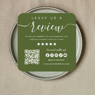 Leave Us A Review Qr Code Social Media Logo Square Business Card