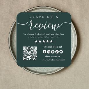 Leave Us A Review Qr Code Social Media Logo Square Business Card