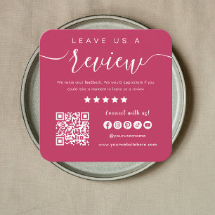 Leave Us A Review Qr Code Social Media Logo Square Business Card