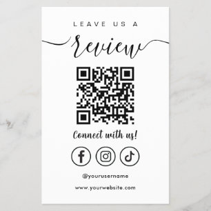 Leave Us A Review Qr Code Social Media Logo White Flyer