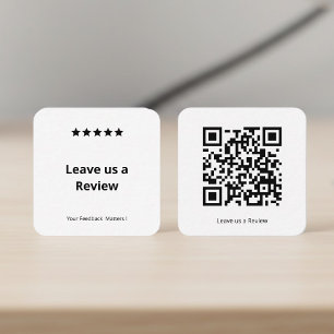 Leave Us a Review QR Code  Square Business Card
