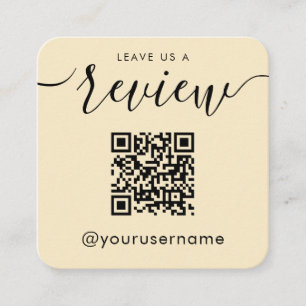 Leave Us A Review QR Code White Instagram Hashtag Square Business Card