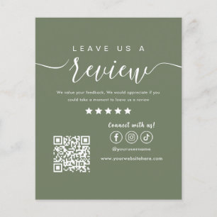 Leave Us A Review Social Media Logo Sage Green Flyer