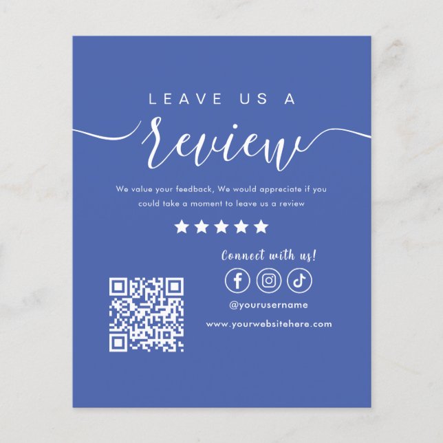 Leave Us A Review Social Media Logo Trendy Blue Flyer (Front)