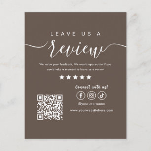 Leave Us A Review Social Media Logo Trendy Brown Flyer