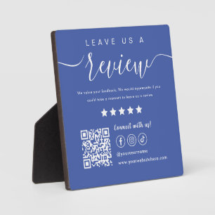 Leave Us A Review Social Media Qr Code Logo Blue Plaque