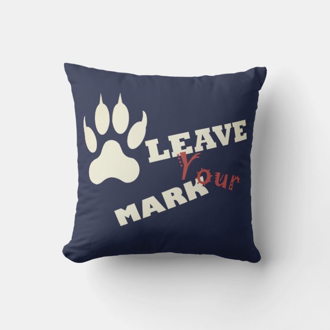 Leave Your Mark Lion Paw Print Cushion Pillow (Front)