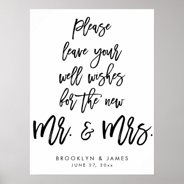 Leave Your Well Wishes Wedding Sign White (Front)