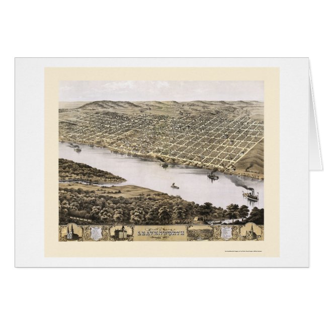 Leavenworth, KS Panoramic Map - 1869 (Front Horizontal)