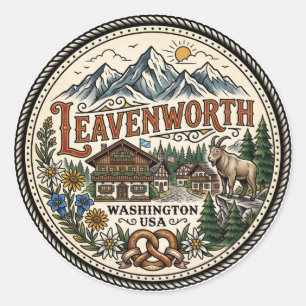 Leavenworth USA Classic Round Sticker