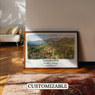 Leavenworth Washington Poster, Watercolor, Custom Poster