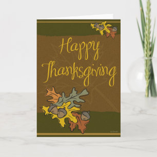 Leaves and Acorns Thanksgiving Card