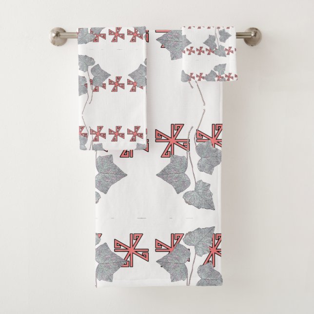 Leaves And Asterisks White  Bath Towel Set (Insitu)
