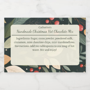 Leaves and Berries Christmas Hot Chocolate Mix Food Label