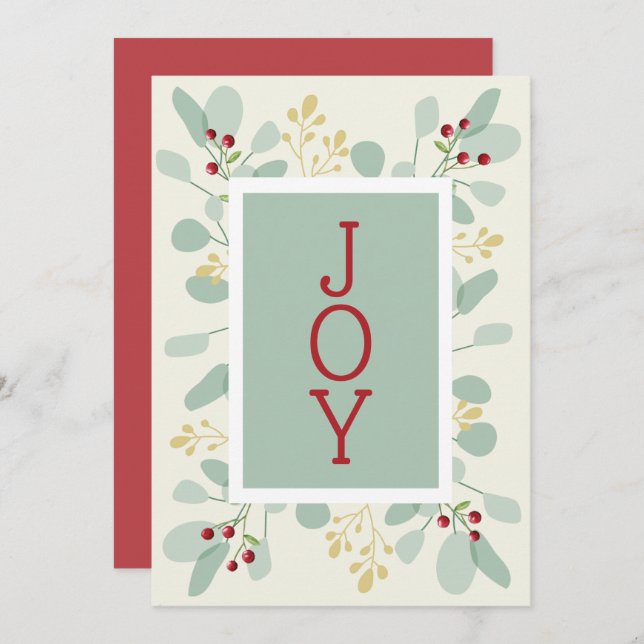 Leaves and Berries Christmas Non Photo Holiday Card (Front/Back)