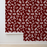 Leaves and Berries Pattern - Cranberry | White