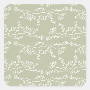 leaves and berries square sticker