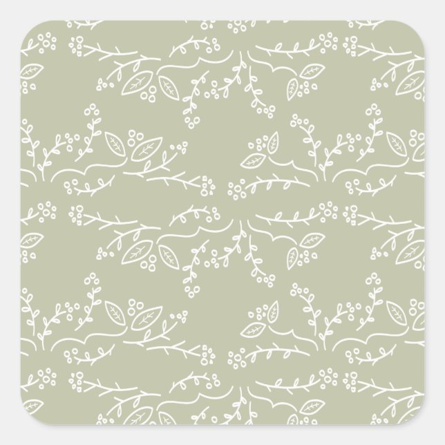 leaves and berries square sticker (Front)