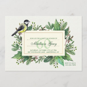 Leaves and Bird Invitation