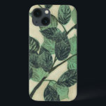 Leaves and Branches on Cream Background iPhone 13 Case<br><div class="desc">Vibrant green leaves and branches rest on a cream background in this print by Jennifer Goldberger. As the season change the colours on these leaves stay the same,  bringing a little consistency into your life.</div>