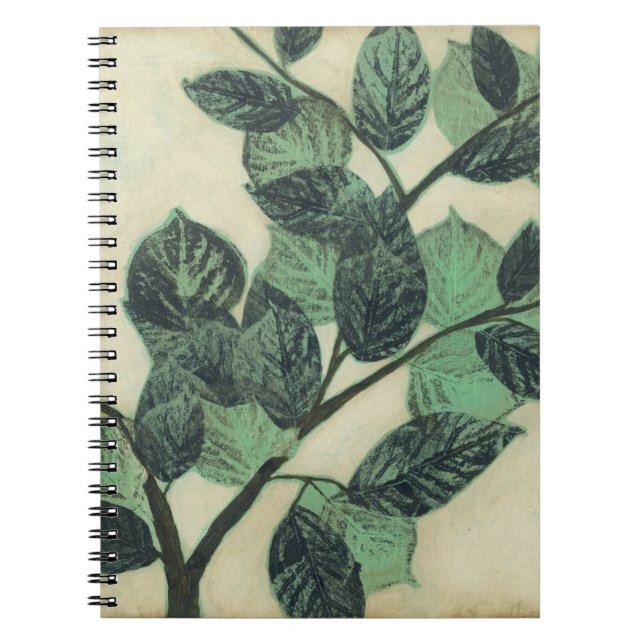 Leaves and Branches on Cream Background Spiral Notebook (Front)