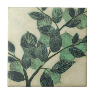 Leaves and Branches on Cream Background Tile
