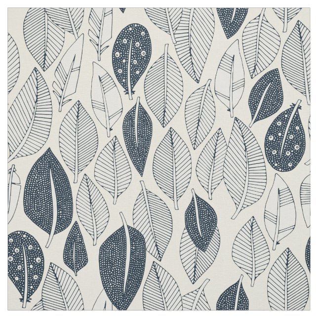 leaves and feathers cream fabric (Swatch)