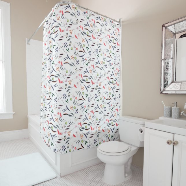 Leaves And Feathers Shower Curtain (In Situ)
