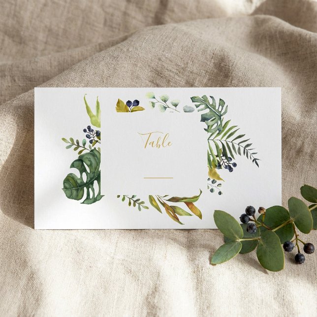 Leaves and flower wreath, border table number place card (Leaves and flower wreath, border table number place card.)