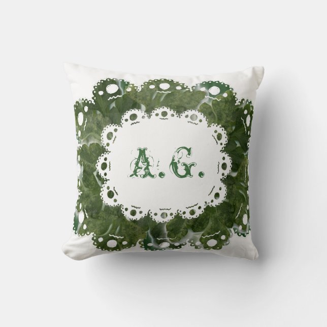 Leaves and Lace Monogramm Pillow (Front)