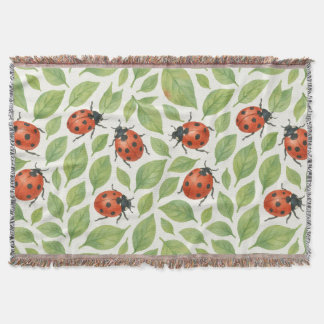 Leaves and Ladybugs Throw Blanket
