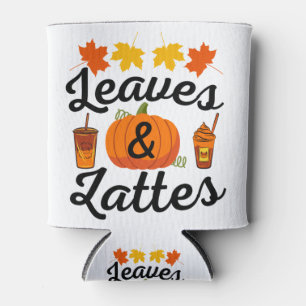 Leaves And Latte Fall Autumn Can Cooler