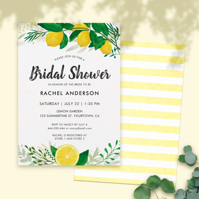 Leaves and Lemons Bridal Shower Invitation Card (Creator Uploaded)
