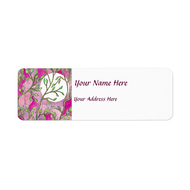 Leaves and Moon - Pink Watercolors (Front)