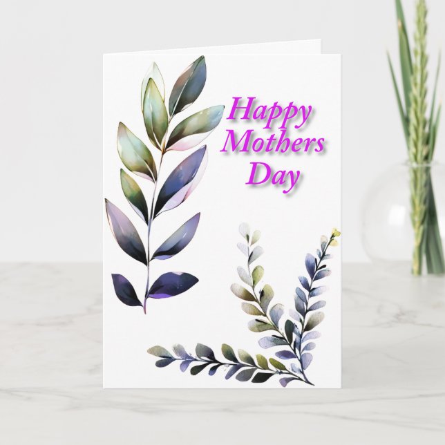 leaves and plants Mothers Day  Thank You Card (Front)