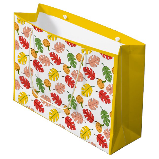 Leaves and Pumpkins Large Gift Bag (Front Angled)