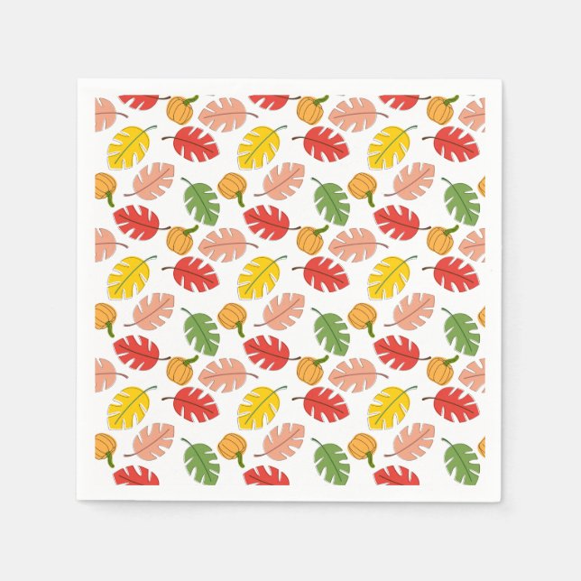 Leaves and Pumpkins Napkin (Front)