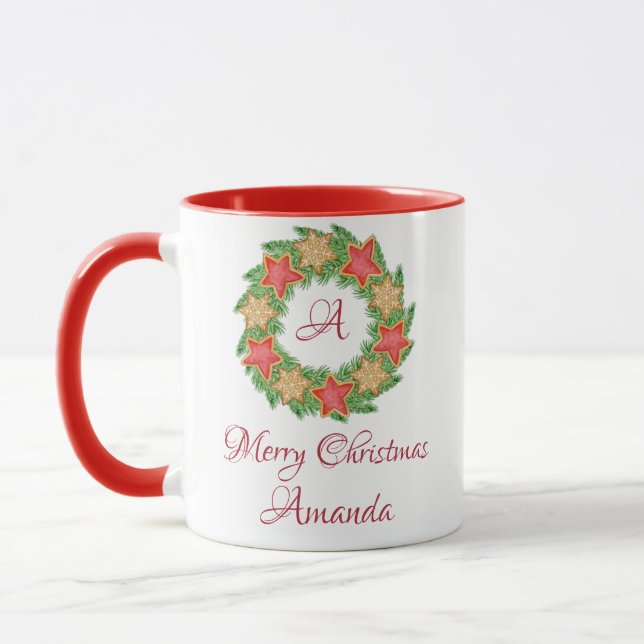 Leaves and star cookies christmas  mug (Left)