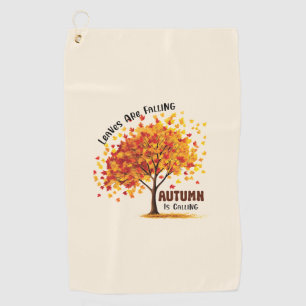 Leaves Are Falling, Autumn Is Calling – Cosy Fall  Golf Towel
