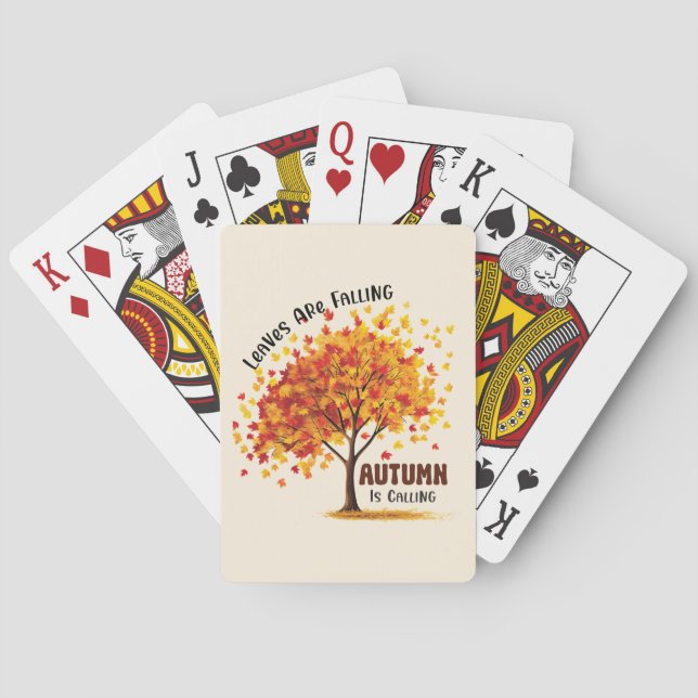 Leaves Are Falling, Autumn Is Calling – Cosy Fall  Playing Cards (Back)