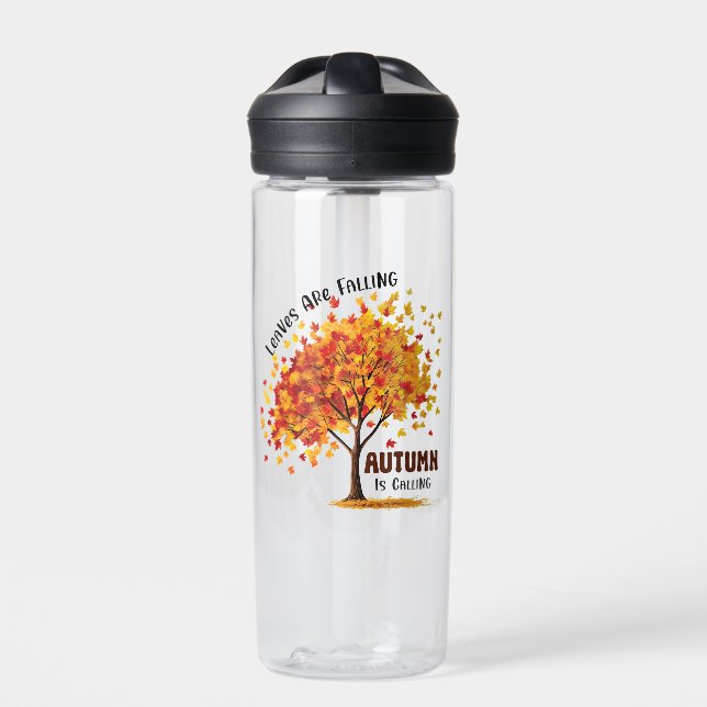 Leaves Are Falling, Autumn Is Calling – Cosy Fall  Water Bottle (Front)