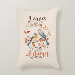 Leaves Are Falling –Whimsical Fall Birds & Foliage Decorative Cushion