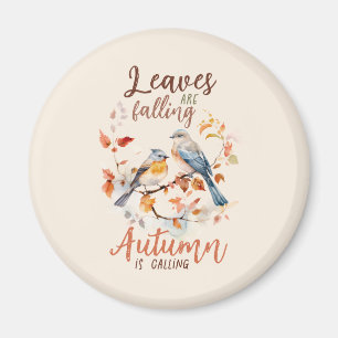 Leaves Are Falling –Whimsical Fall Birds & Foliage Magnet