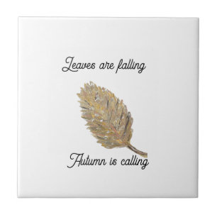 Leaves are Falling White Ceramic Tile