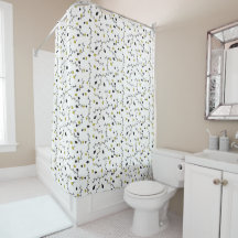 leaves art green & white shower curtain